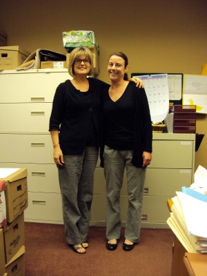 Lisa Gorman and Betsy Wykes coincidentally dress alike for work today!
